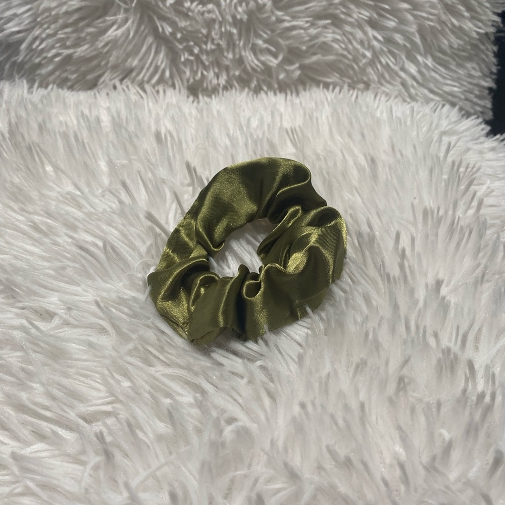 vintage classic olive greens scrunchie